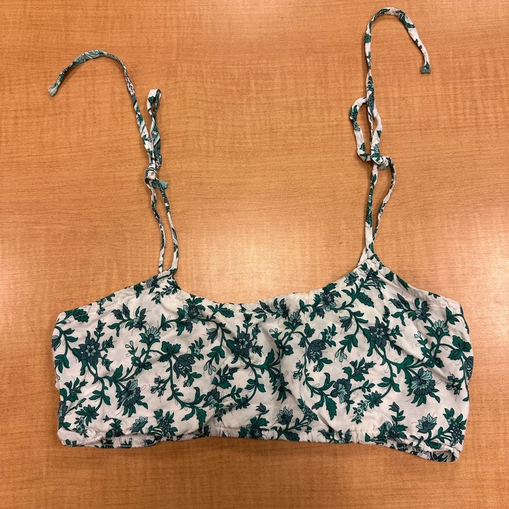 Floral Green and White Women's Top